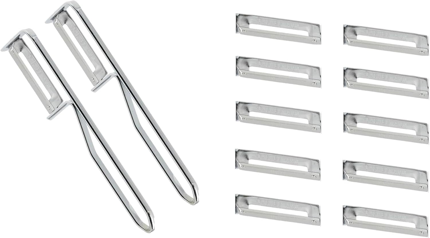 Obieraczka uniwersalna Fackelmann, obieraczka ze stali nierdzewnej Naty Shop Economy Zestaw obieraczek 2 sztuki (zawiera 10 zapasowych ostrzy)