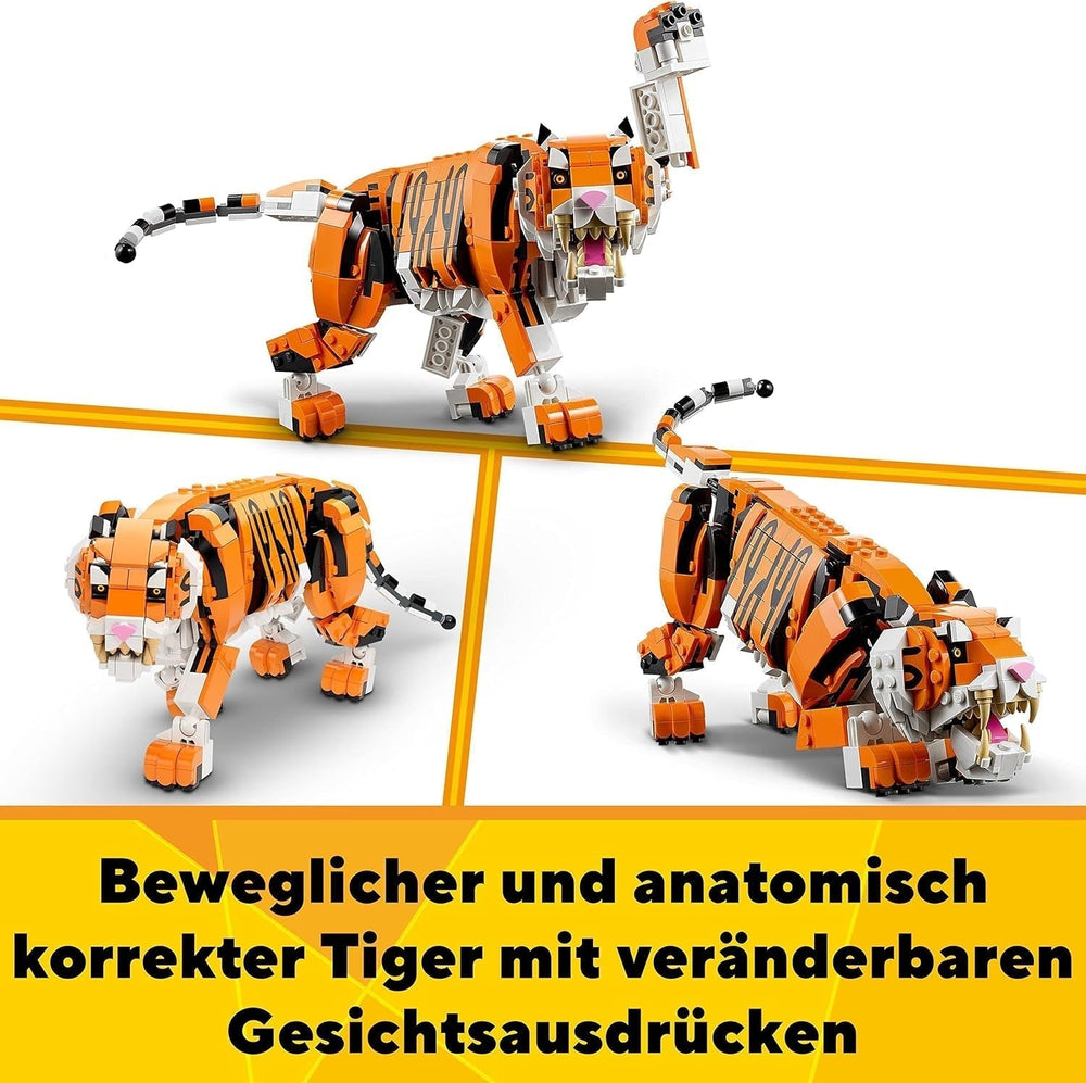 LEGO 31129 Creator Majestic Tiger, Panda or Fish Zestaw figurek zwierząt 3 w 1 dla dzieci Chłopcy i dziewczęta Zabawka do budowania Zwierzęta Zestawy do budowania Besuche den LEGO-Store