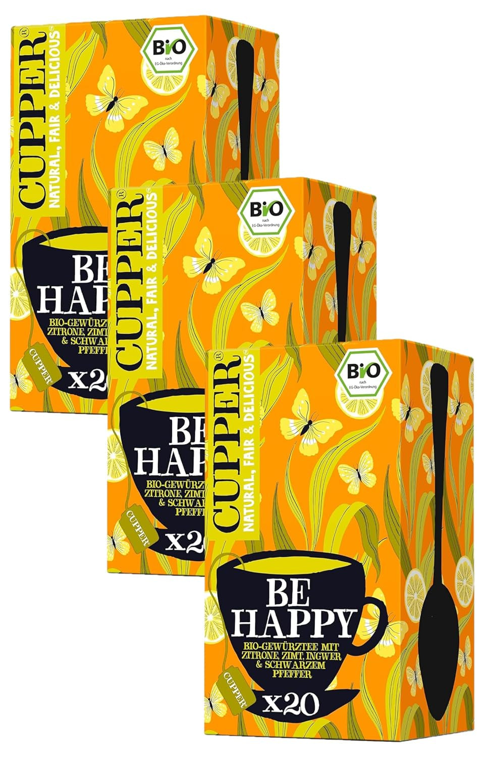 Cupper Ceai de fructe organic Cranberry Rasperry, 20 pliculețe de ceai nealbite, ecologic, comerț echitabil