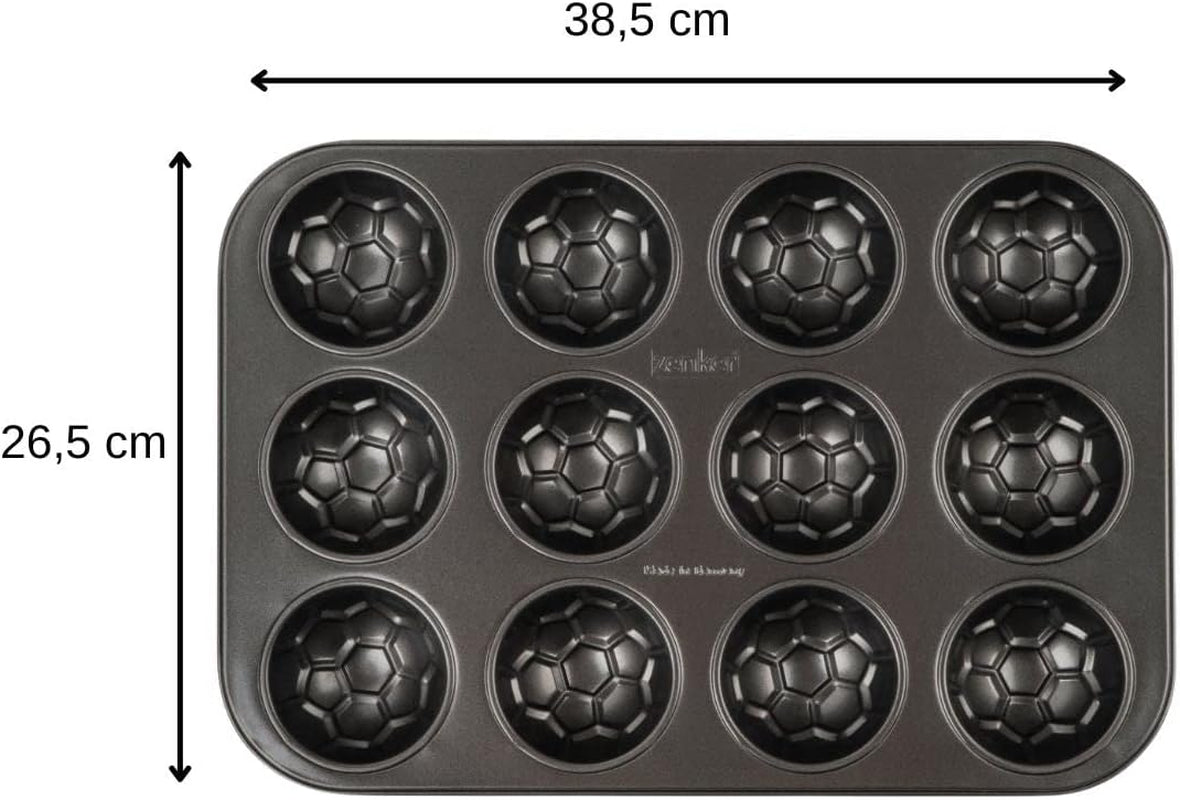Zenker 12Er Muffinform – Muffinbackblech Für Muffins Und Cupcakes Aus Der Serie Soccer Baking – Hitzebeständiges 12Er Muffinblech Mit Antihaftbeschichtung, Schwarz Formy i blachy do pieczenia Naty Shop