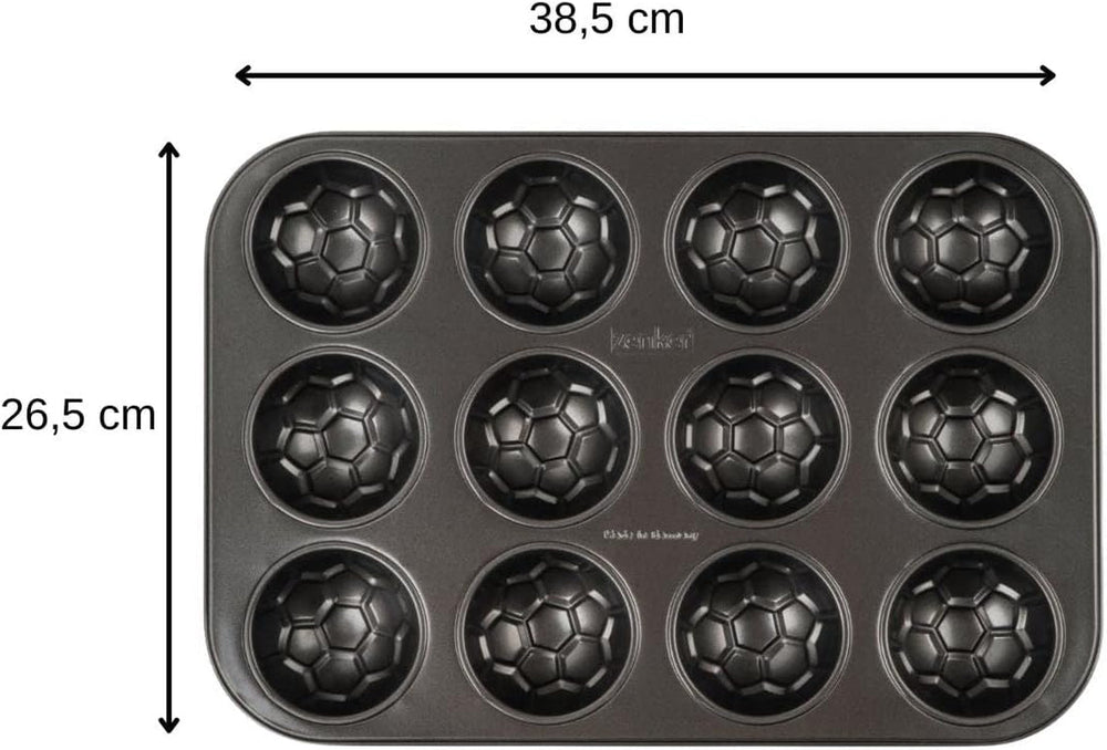 Zenker 12Er Muffinform – Muffinbackblech Für Muffins Und Cupcakes Aus Der Serie Soccer Baking – Hitzebeständiges 12Er Muffinblech Mit Antihaftbeschichtung, Schwarz Formy i blachy do pieczenia Naty Shop