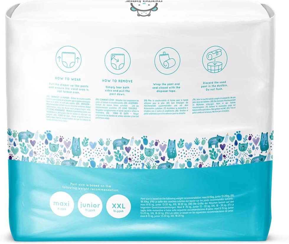 Mama Bear Panty scutece XXL mărimea 6 (18-30 kg), 72 de bucăți (2 pachete de 36) Mama si Copilul Naty Shop