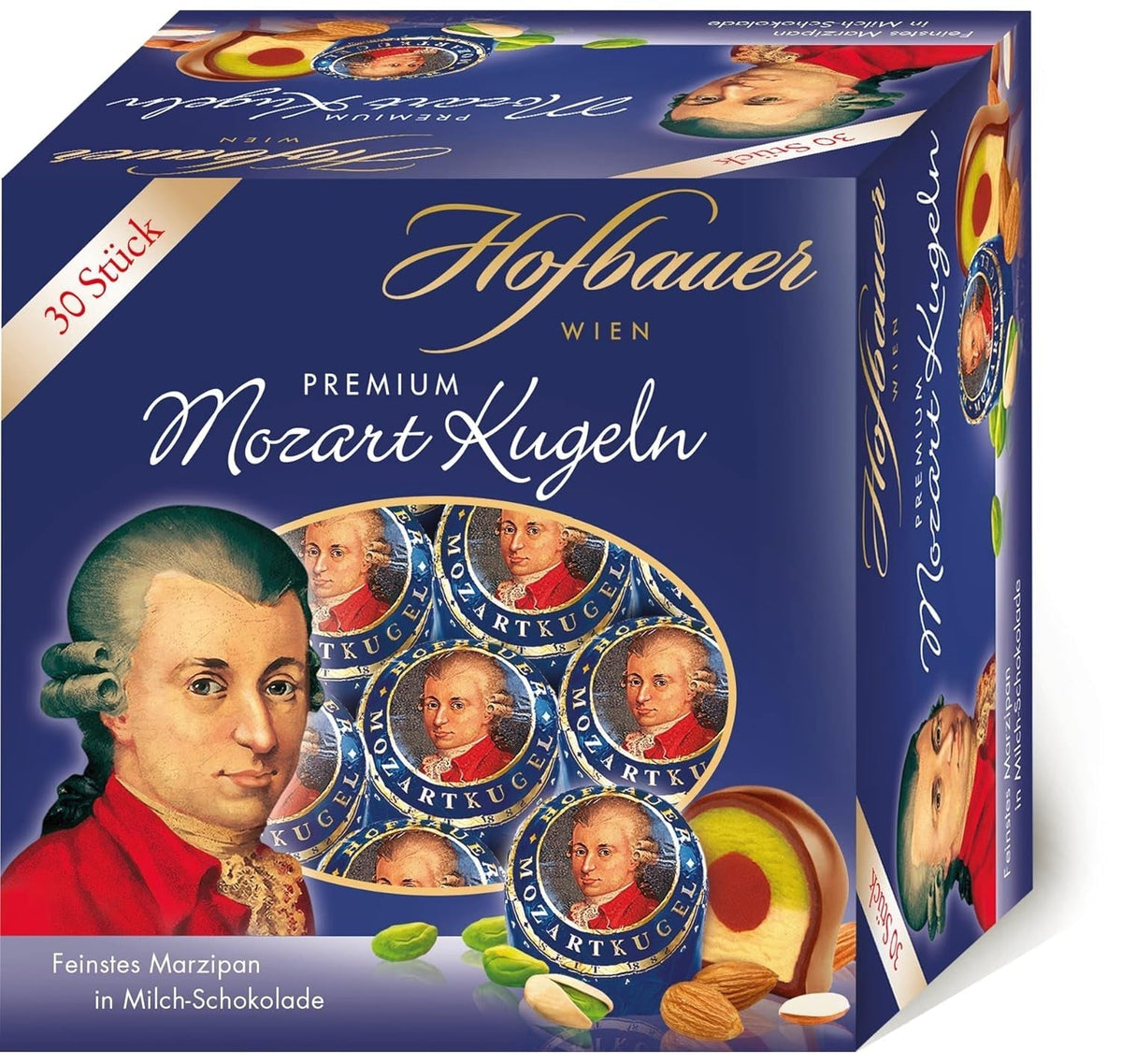 Hofbauer Vienna Mozart Balls, Pudełko z mlecznej czekolady 600 gramów (30 szt.) Naty Shop Box 30 sztuk
