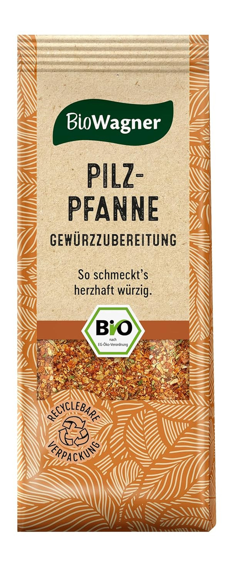 BioWagner - Bio Pilzpfanne Gewürzzubereitung | intensywny-pikant Geschmack | naturbelassene Bio-Zutaten | opakowanie nadające się do recyklingu | 60 gr