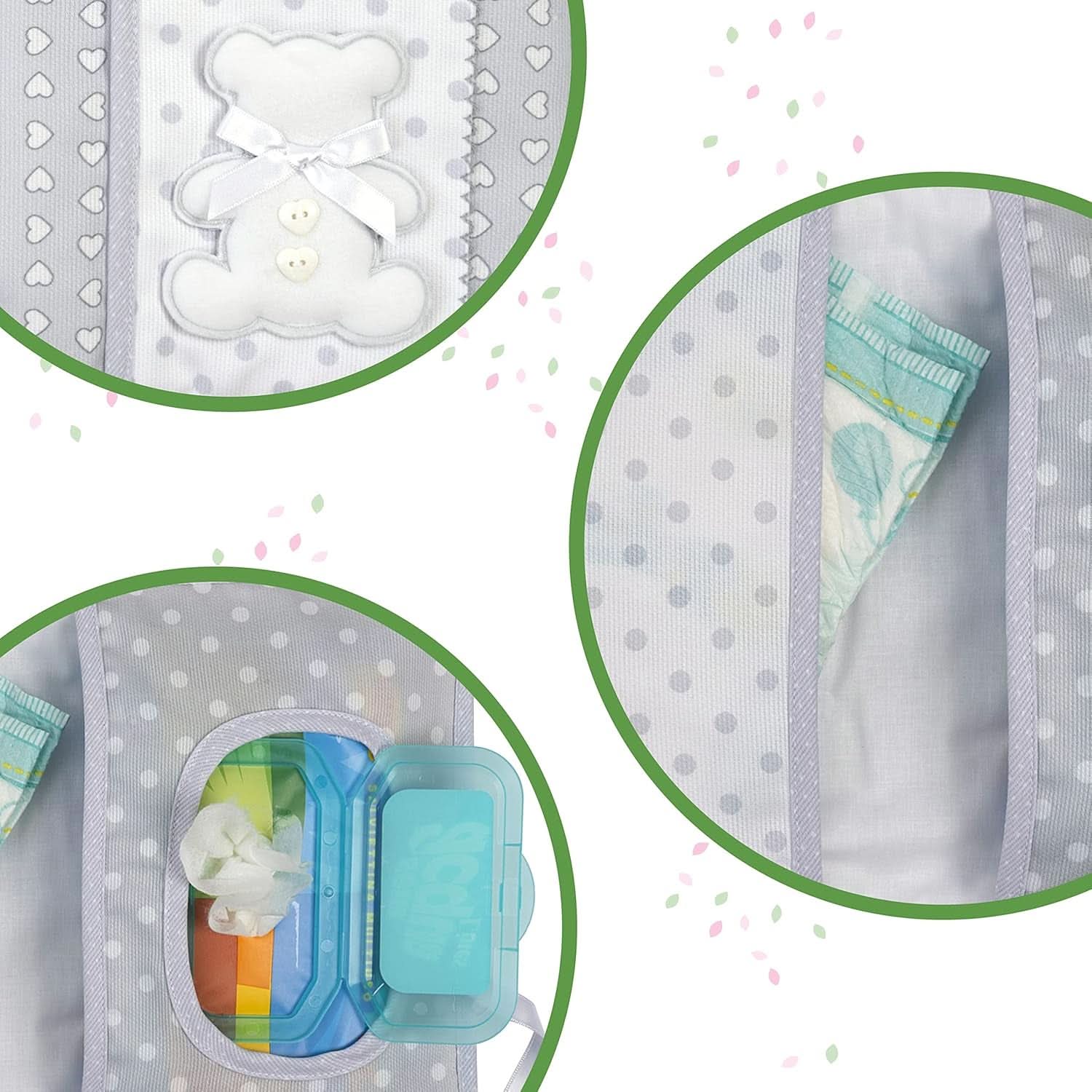 Torba na pieluchy i chusteczki, organizer na pieluchy i chusteczki, 100% Made in Italy, kolor szary Chusteczki nawilżane dla niemowląt Naty Shop