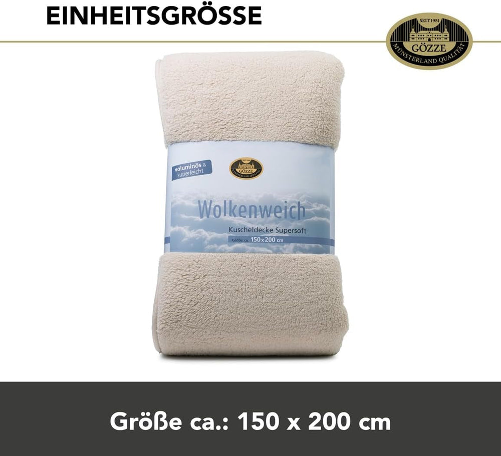 Gözze - Miękki kocyk Cloud, imitacja skóry owczej, 100% poliester (mikrofibra), 150 x 200 cm - Camel Pościele i kołdry Naty Shop