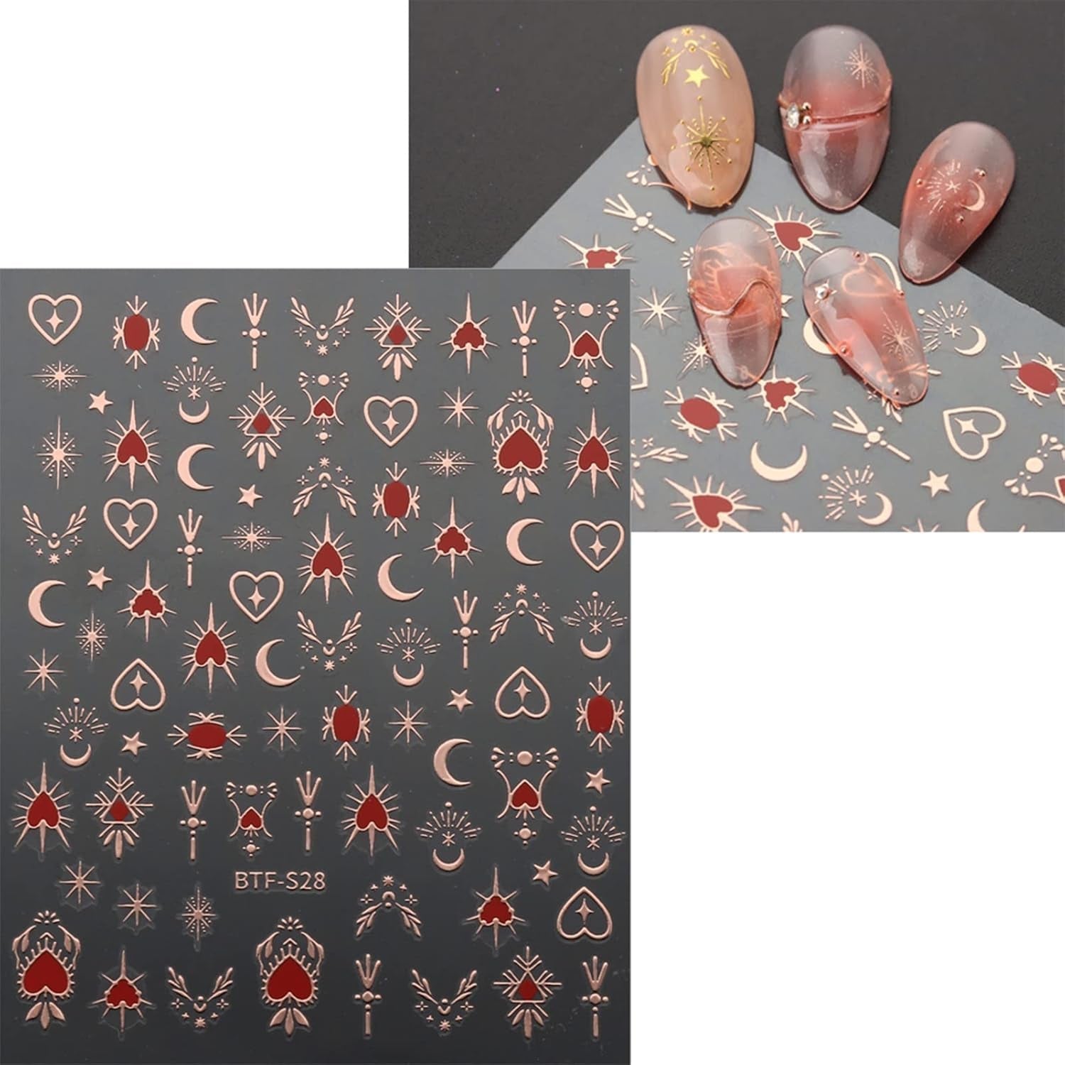 JMEOWIO Nagelsticker Mond Stern 9 Blatt Nail Art Sticker Selbstklebend Nagelaufkleber Sonne Dekoration Nageldesign Zubehör