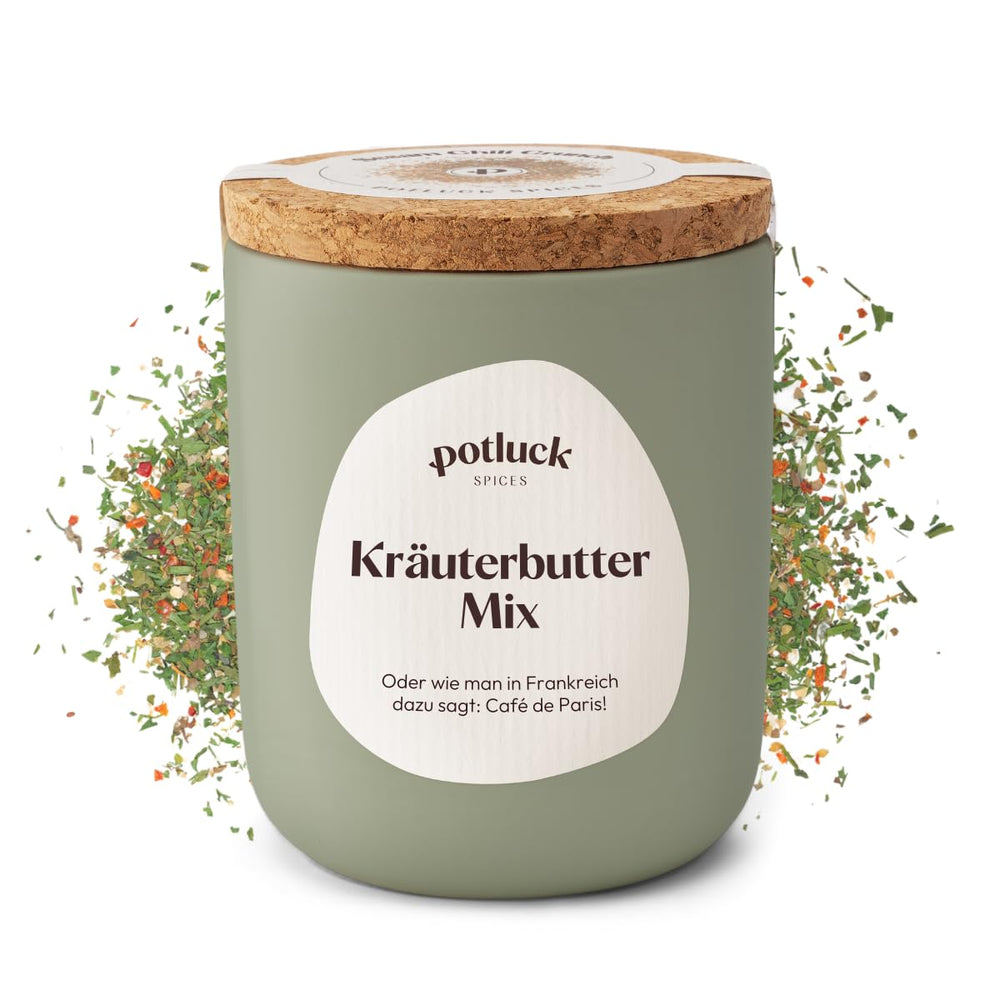 Potluk | Kräuterbutter-Gewürz | Würzmischung im Keramiktopf | 45g | Wegańskie, bezglutenowe i z naturalnymi składnikami