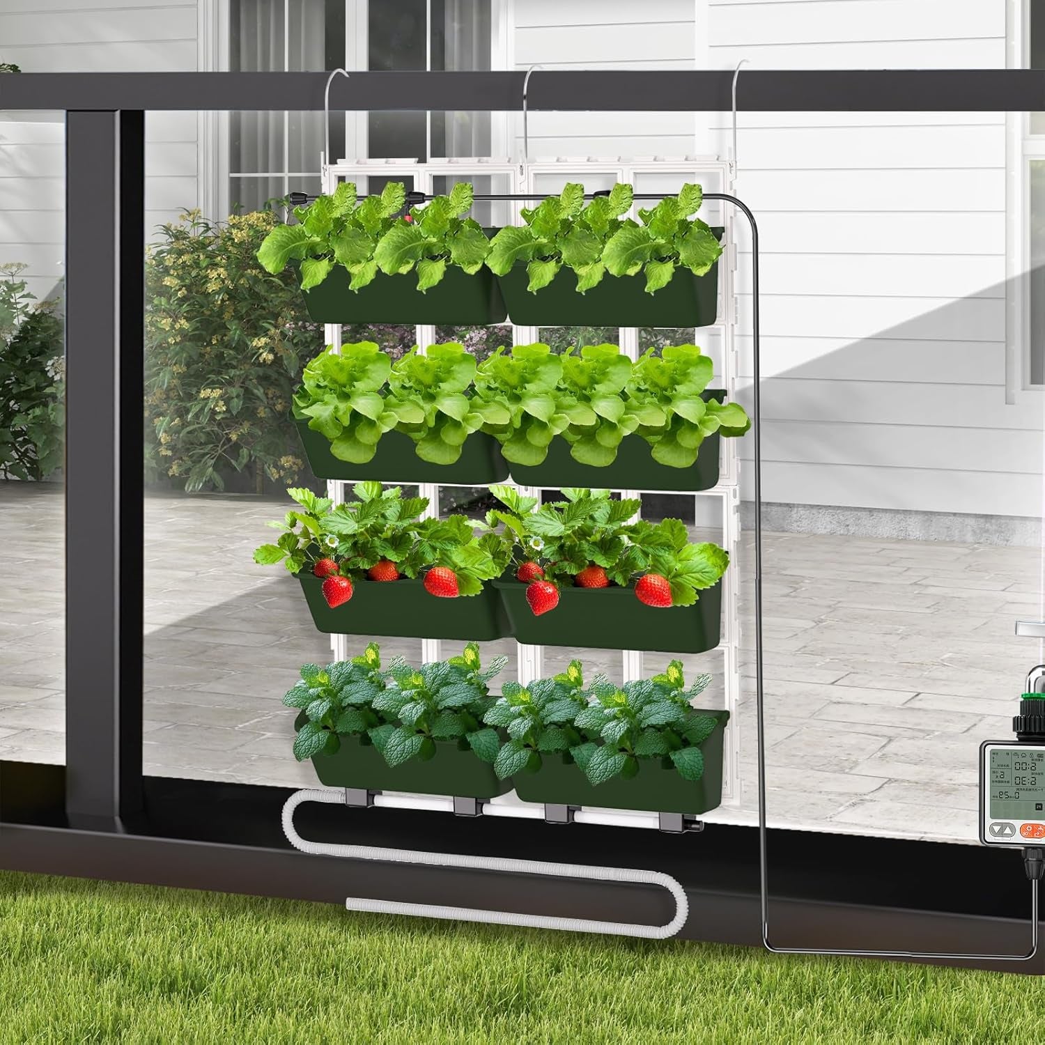Hängende Vertikale Wand Pflanze, Vertikale Pflanzenwand Balkonbar Pflanzenwand Indoor mit Smart-Timer i Wasserpumpe Blumentopf Wand für Hof Garten Balkon Home Decor