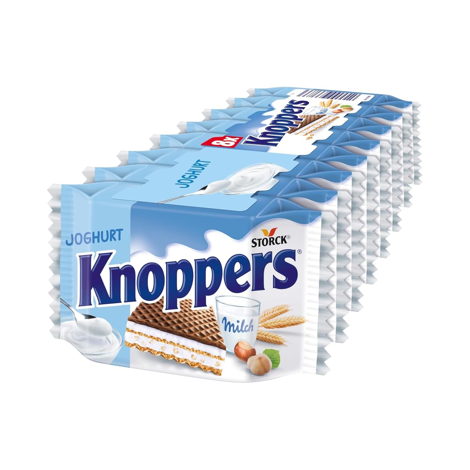 Knoppers Biało-Czarny – 8 x 25g – Plastry wafla nadziewane waflami ciemnego kakao, kawałkami czarnych herbatników, mlekiem i kremem nugatowym