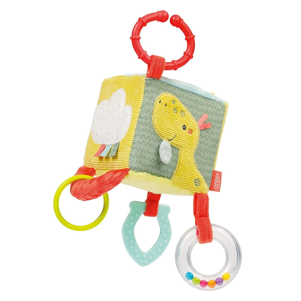 Fehn Activity Cube Otter - Jucărie pentru activități motorii cu elemente de prindere suspendate - Pentru bebeluși și copii mici de la 0+ luni - Dimensiuni: 10 x 10 cm Jucarii Bebe Naty Shop Dino fericit