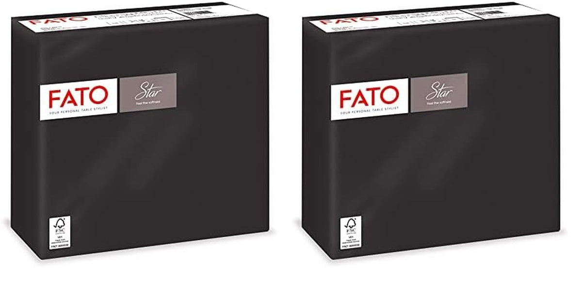 - Șervețele de hârtie de unică folosință, Softness And Softness, pachet de 40 de șervețele, dimensiune 38X38 pliate în 4, 2 straturi, culoare neagră, 100% hârtie din celuloză pură, certificate Fsc (pachet de 2)