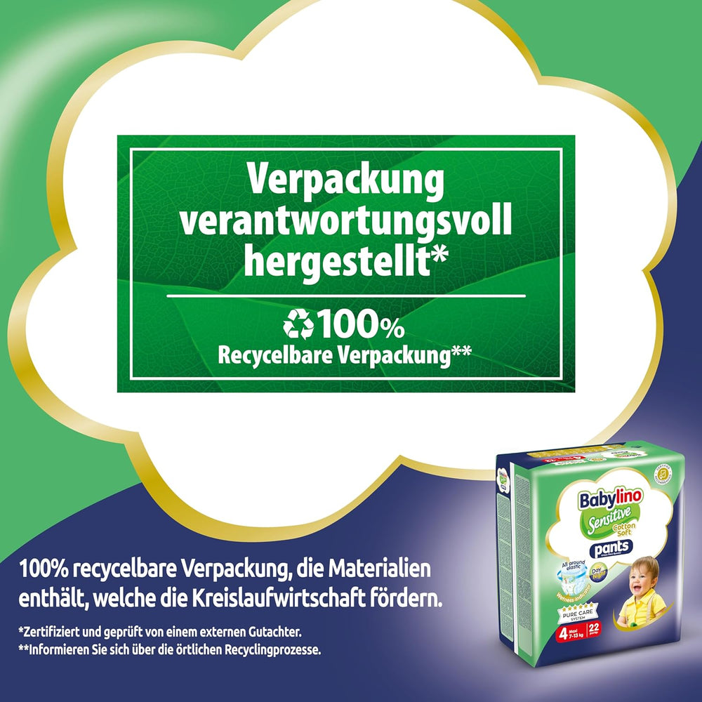 Pieluszki Sensitive Cotton Soft, rozm. 4, Spodnie Maxi (7-13 kg), 22 sztuki