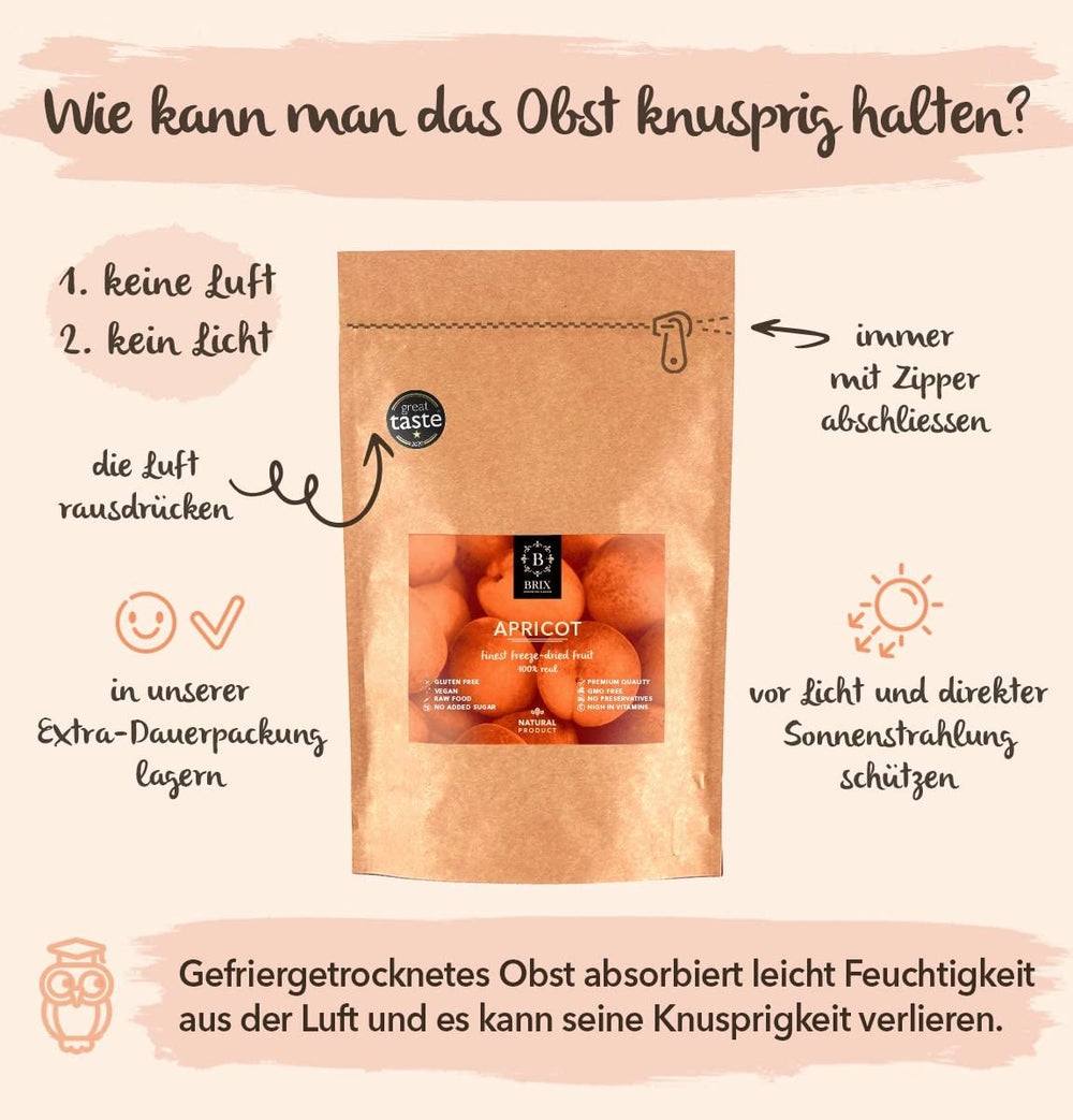 Caise liofilizate BRIX | Caise naturale, uscate 85 g | Premiul Great Taste pentru fructe uscate, uscate | Fără OMG, fără gluten, vegan, vitamine conservate Produse deshidratate Naty Shop