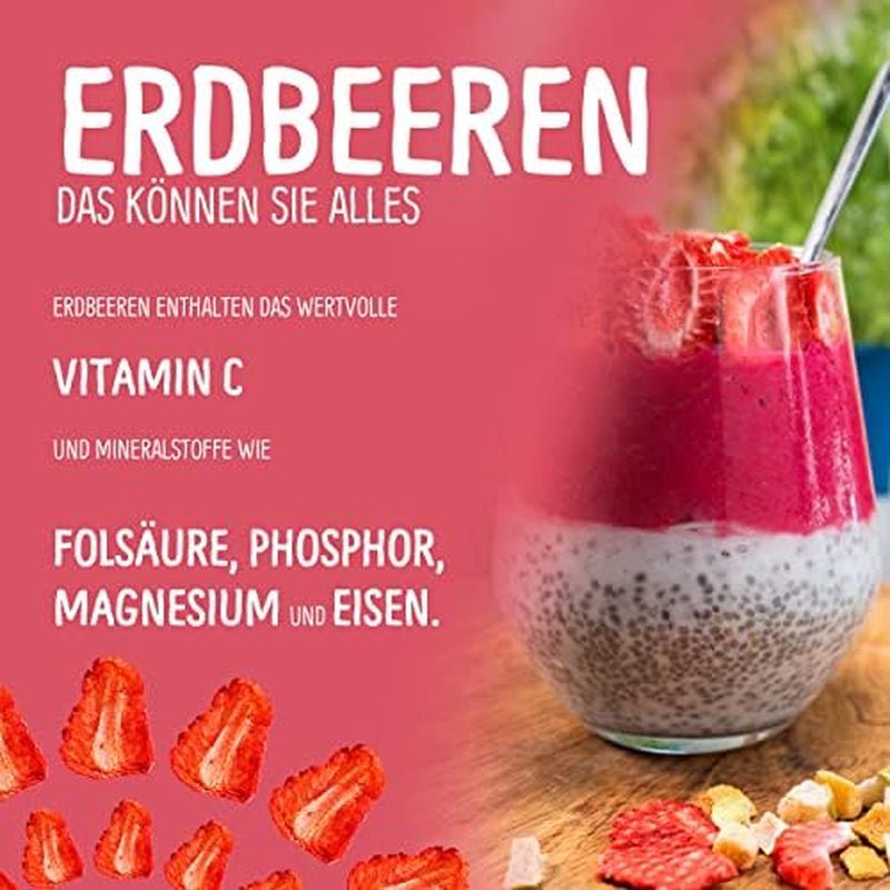 Căpșuni liofilizate 300g: felii de căpșuni uscate neîndulcite - Căpșuni liofilizate cu fructe pure, pline de aromă: fructe de pădure liofilizate - Fructe uscate NUTRIPUR Produse deshidratate Naty Shop