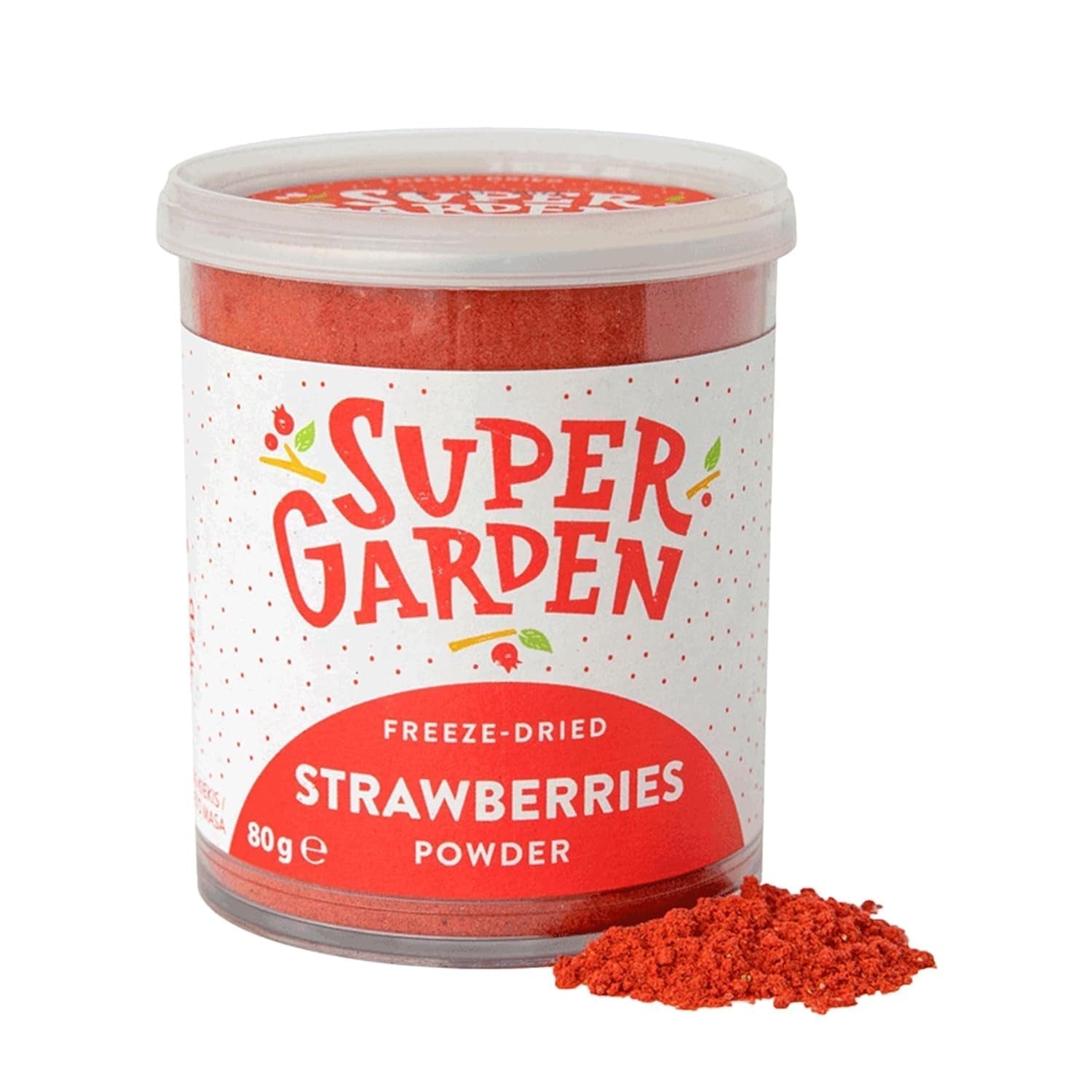Căpșuni liofilizate Super Garden | Delicioase și 100% pure fructe liofilizate | Căpșuni uscate întregi pentru gustări sănătoase sau coacere | Căpșuni liofilizate 19g Produse deshidratate Naty Shop Pudră de căpșuni