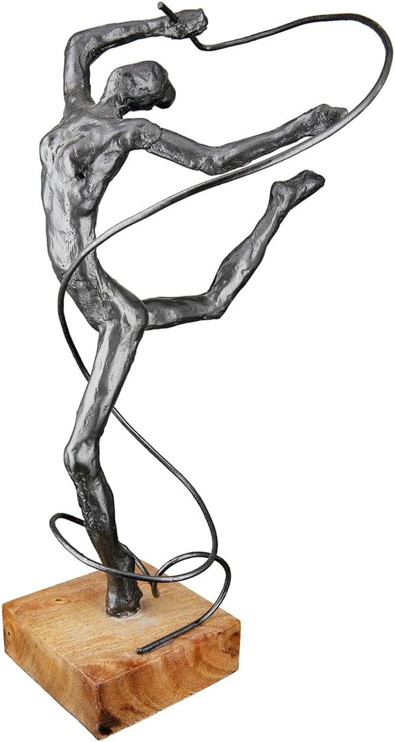 Casablanca sculptură decorativă mare - sculptură rotundă din lemn de aluminiu culoare: argintiu natural - decorare cameră de zi cadou aniversare înălțime 46 cm Statuete si sculpturi Naty Shop Antracit Înălțime 36,5 cm