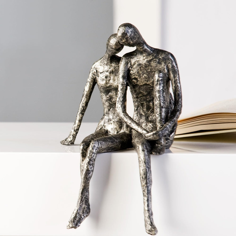 Casablanca Sculptură - Figurină decorativă Cuplu - Poliresină - Culoare: argint antic Înălțime 25 cm Statuete si sculpturi Naty Shop