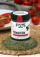 Fuchs Gewürze - Tomato Gewürz - Gewürzsalz für Tomatenbrot, Frühstücksei oder Steak - naturalne składniki - 90 g w wiederverwendbarer, recyclebarer Dawka