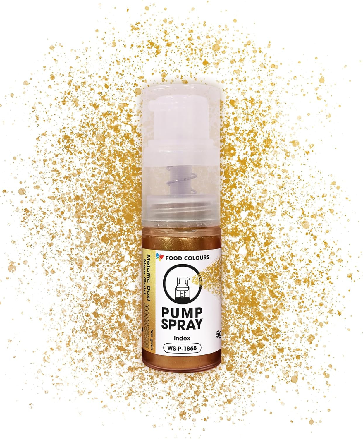 Spray alimentar cu sclipici comestibil NOUĂ pompă SILVER SHIMMERING 5G cu pudră metalică pentru decorarea rapidă și eficientă a prăjiturilor, cremelor, jeleurilor, pralinelor, decorațiunilor din ciocolată și zahăr