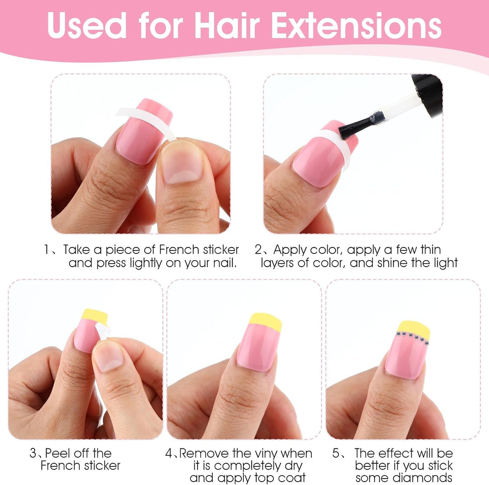 1620 Stück French Schablonen Nägel,French Nail Schablone,Maniküre Schablonen,Selbstklebende Nail Art Sticker Frenchs Für DIY Nageldesign Maniküre Dekoration Nageldesign Zubehör