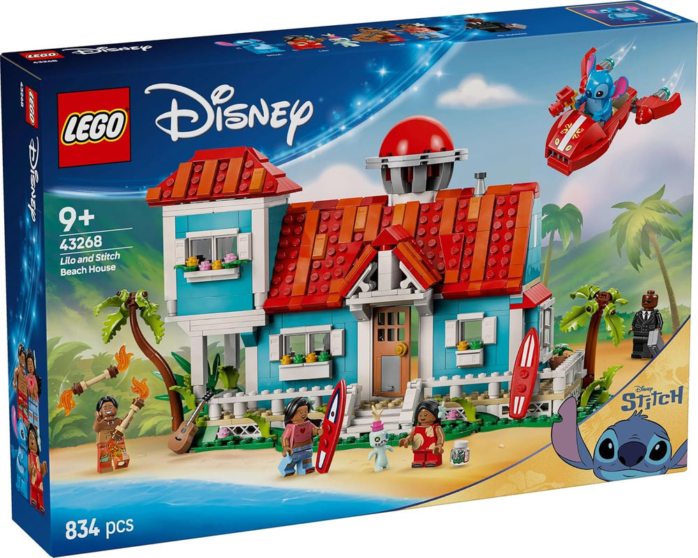 LEGO® Disney Dom na plaży z filmu „Lilo i Stich” — zabawka do zbudowania z 6 pokojami, obserwatorium, statkiem kosmicznym i 5 minifigurkami — prezent urodzinowy dla dziewcząt i chłopców w wieku powyżej 9 lat oraz fanów 43268 Zestawy konstrukcyjne Besuche den LEGO-Store