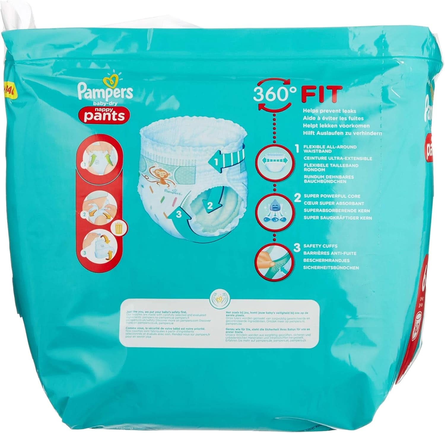 Pampers Baby-Dry Spodnie, pieluchomajtki, białe, rozmiar 6, 60 pieluszki Matka i Dziecko Naty Shop