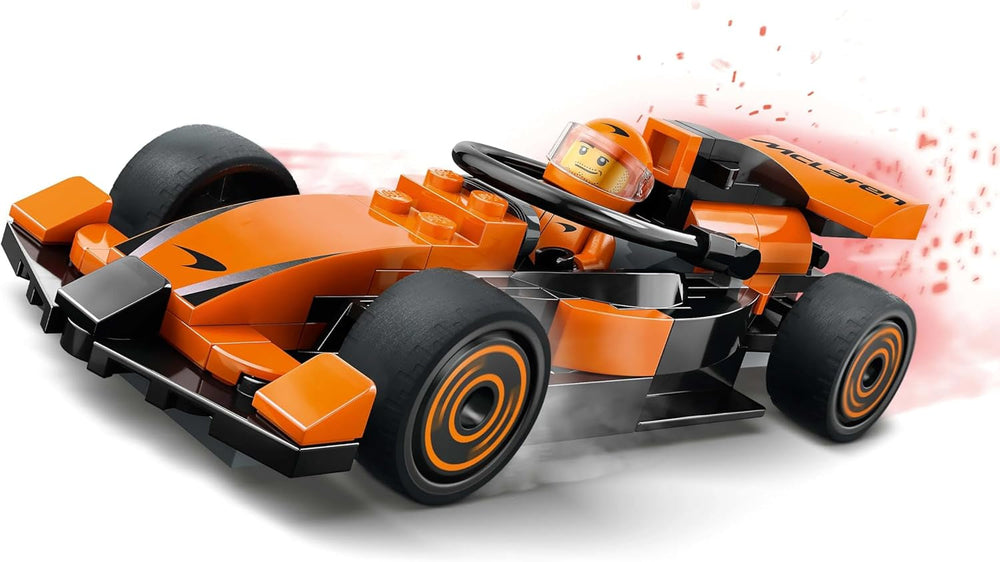 LEGO City Wyścigówka F1 z samochodem wyścigowym Mclaren — model zabawkowy Formuły 1 z samochodem wyścigowym i minifigurką — mały prezent dla chłopców i dziewcząt od 6 lat lub fanów sportów motorowych 60442 Zestawy do budowania Besuche den LEGO-Store