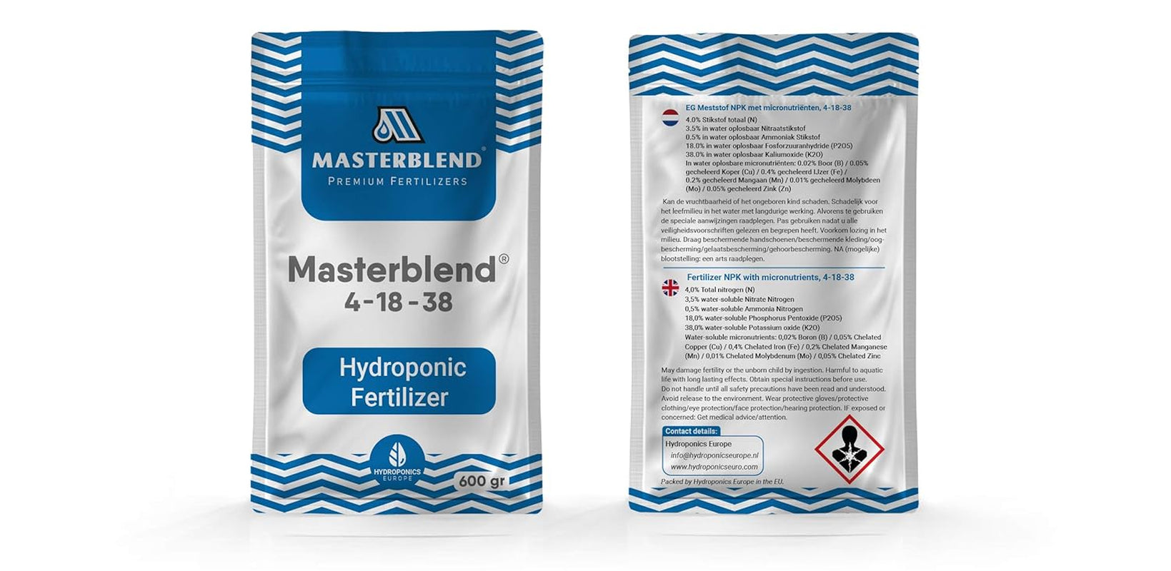 4-18-38 Kompletny zestaw nawozów hydroponicznych | Hydroponiczny system składników odżywczych | Dostawa z UE | 0,75-4,0 kg (1,5)