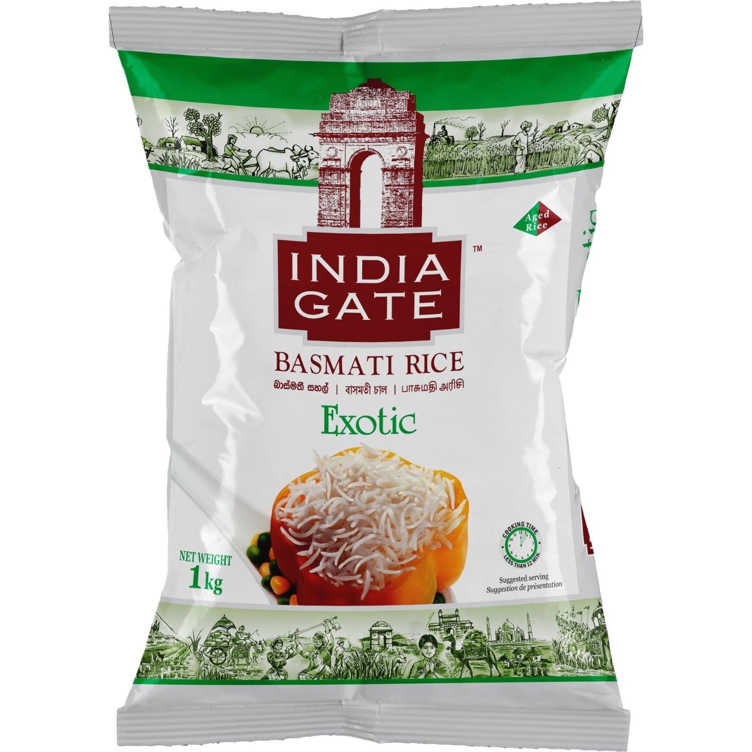 INDIA GATE Premium Basmati Rice – Długoziarnisty drobnoziarnisty, aromatyczny ryż z Indii, drobnoziarnisty długoziarnisty (1 x 5 kg)