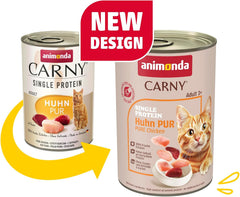 animonda Carny Adult Single Protein Pure Chicken (6 x 400 g), hrană umedă pentru pisici adulte cu o singură sursă de proteine, hrană umedă pentru pisici adulte, fără cereale și fără zahăr