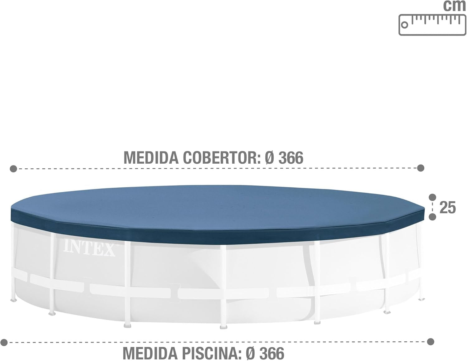 Okrągłe zadaszenie basenu Intex 28031 - Przykrycie basenu - Ø 366 cm - Do basenów z ramą metalową i pryzmatyczną, Granatowy