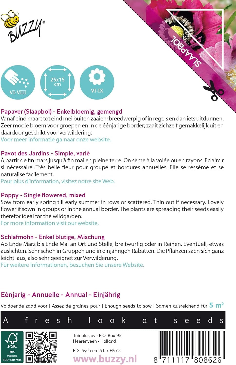 Kwiaty maku Buzzy Mieszanka maków Somniferum