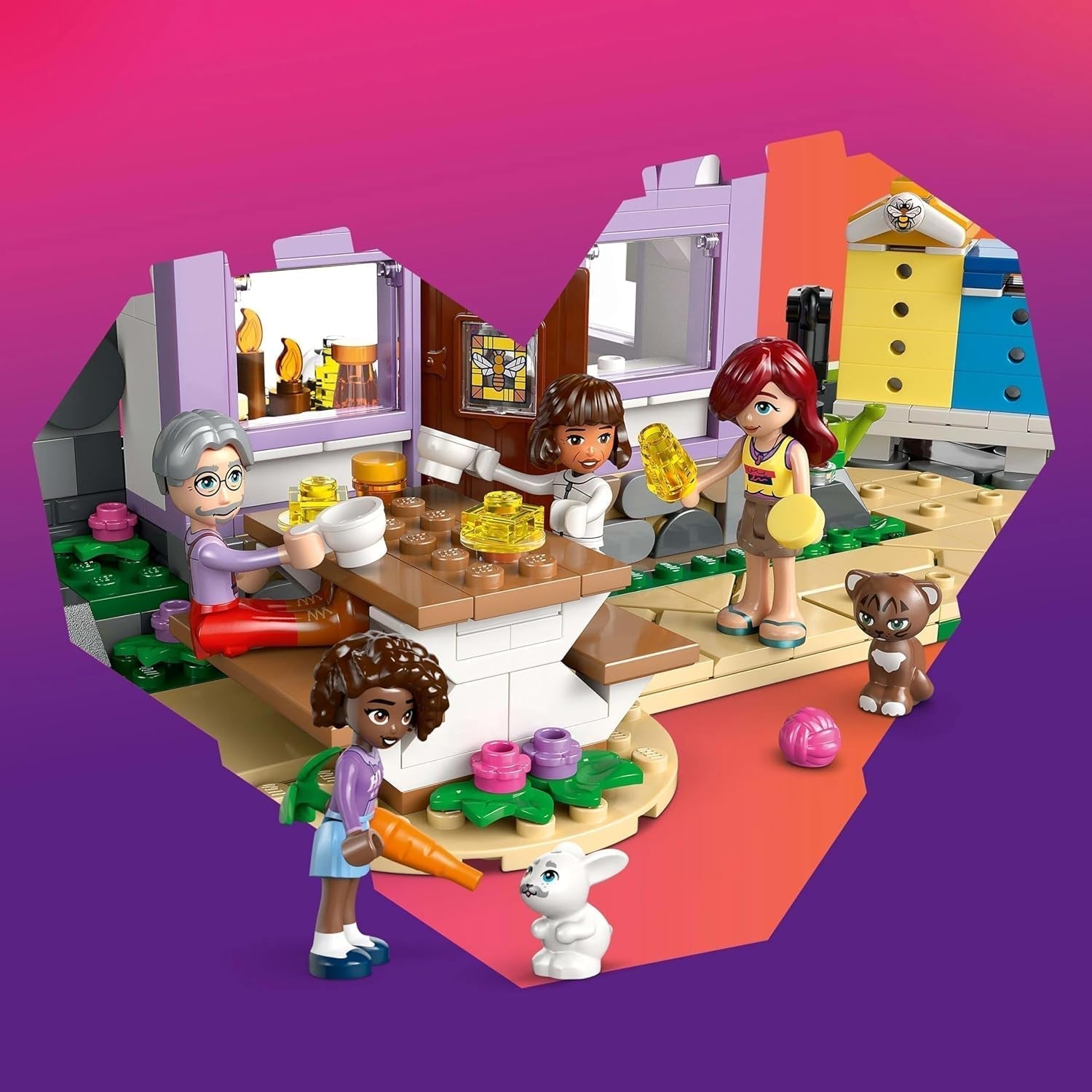 LEGO Friends Dom i ogród kwiatowy Zestaw do budowania pszczelarza Zestaw przyrodniczy Prezent dla dziewczynek 12+ Zestaw modeli do zbudowania 4 minifigurki i figurki zwierząt Kot i królik 42669 Zestawy do budowania Kup sklep LEGO