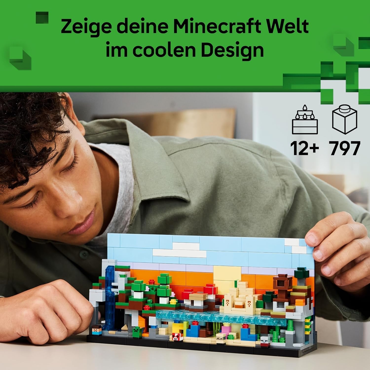 LEGO Minecraft Mini-Biome - DIY Deko Set - 3D Puzzle mit 5 Mikrofiguren - Kreatives Spielset zum Bauen und Sammeln - Gamer Geschenk für Jungen, Mädchen und Teenager ab 12 Jahren - 21589