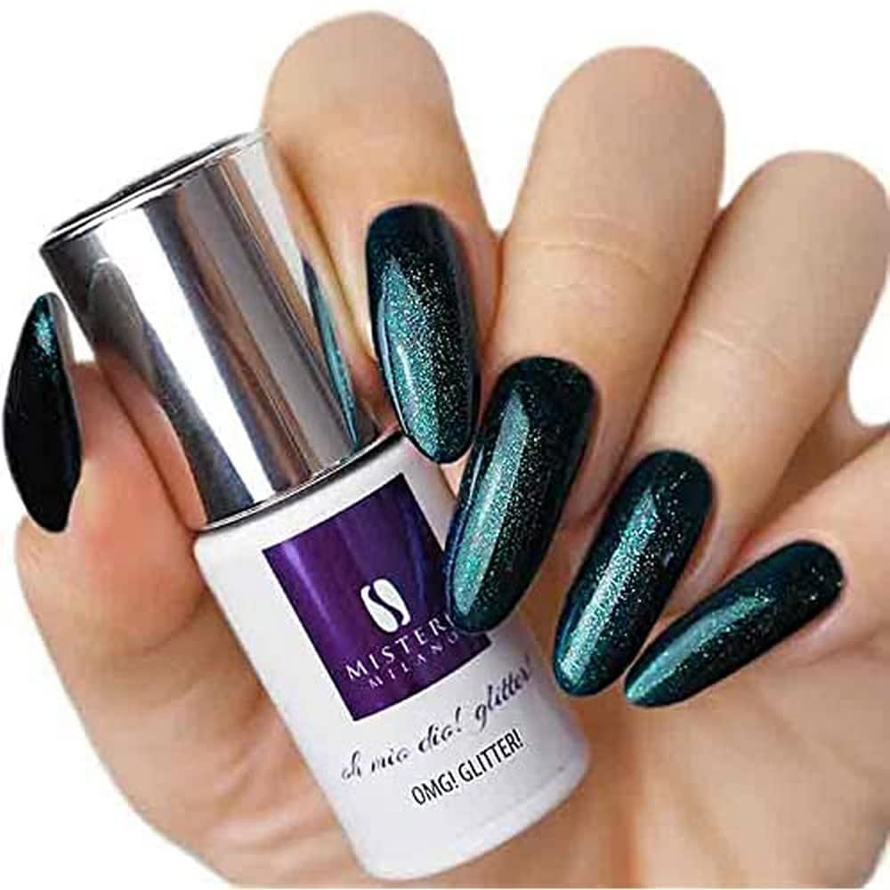 Mistero Milano UV Brokatowy Lakier Do Paznokci - LED Nail Polish - Brokatowy Hybrydowy - Pełne Krycie - 7ml W Ciemną Noc