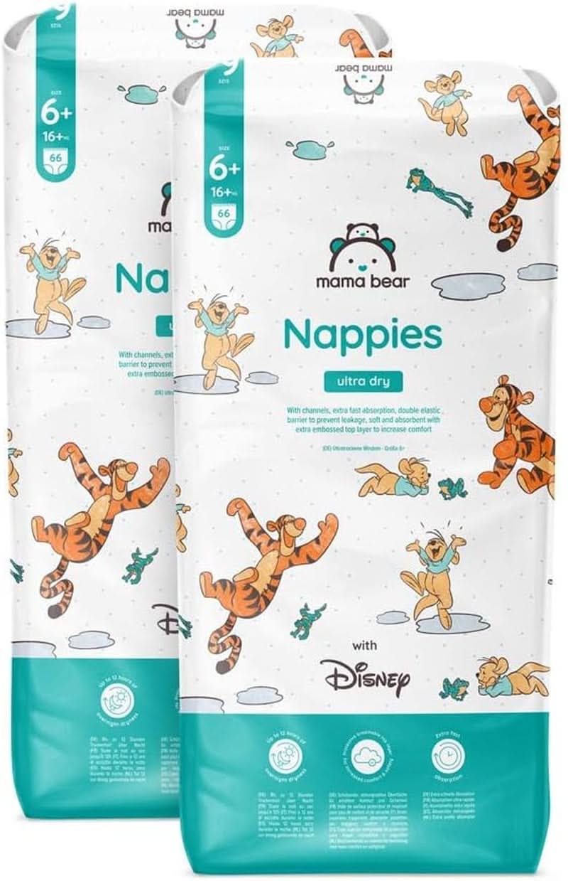 Pieluchy Mama Bear Disney Ultra Dry rozmiar 4 (8-14 kg), białe, 84 sztuki (1 opakowanie)