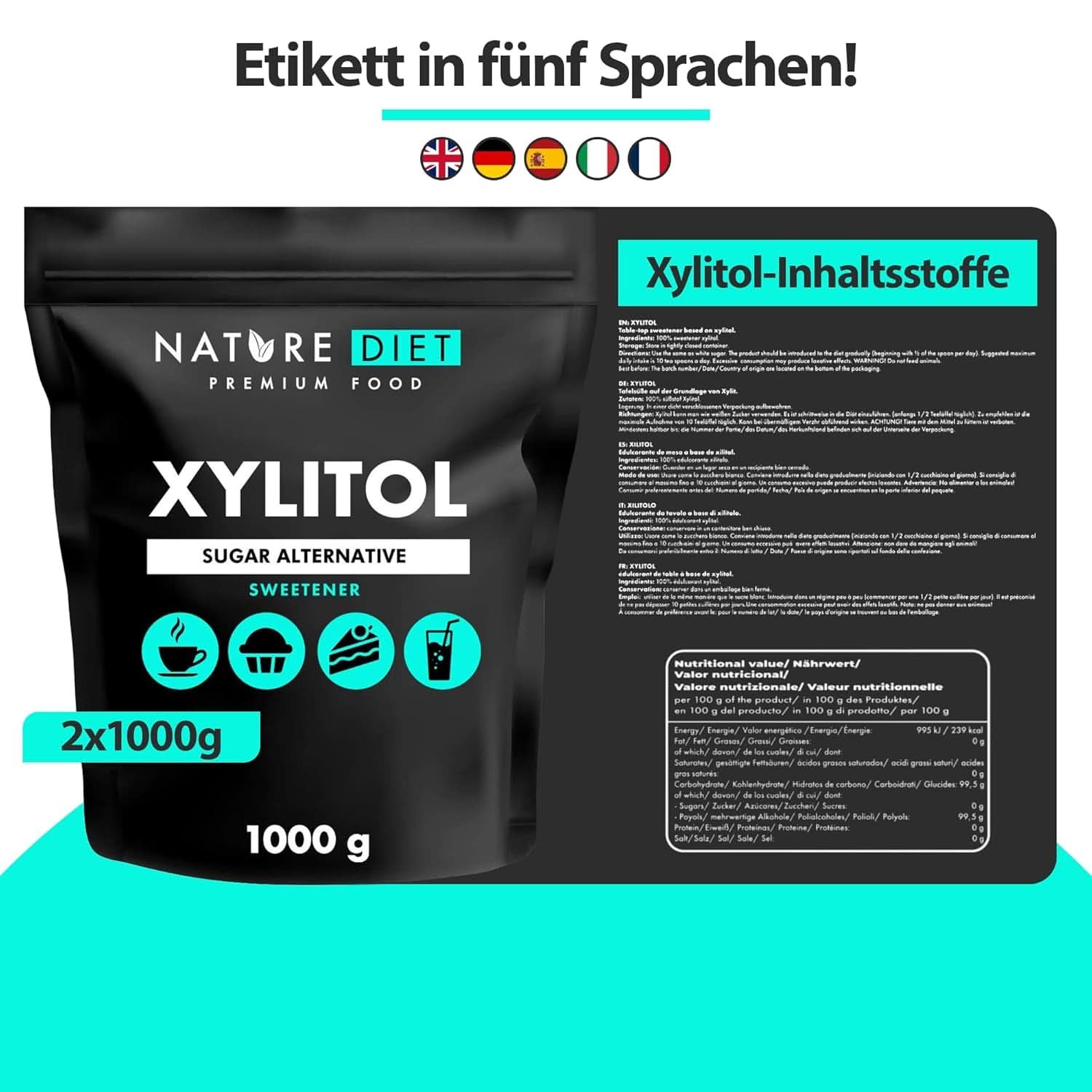 Nature Diet Ksylitol, 1 Kg Słodziki Naty Shop