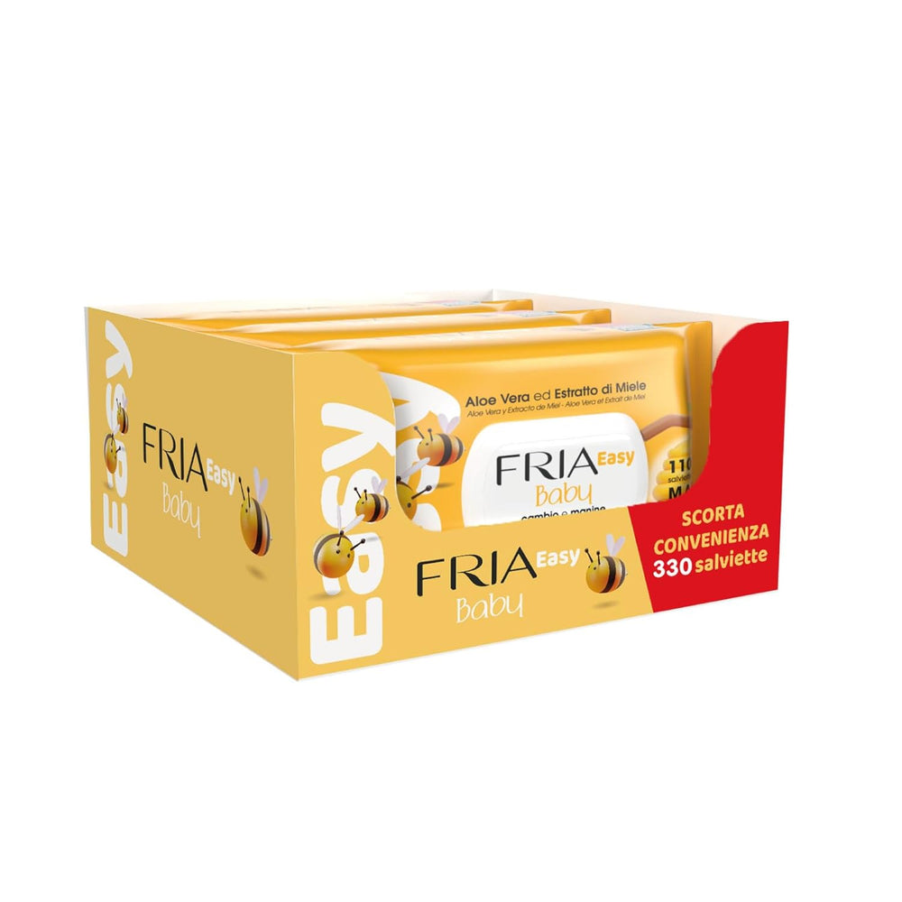 Chusteczki nawilżane Easy Baby z aloesem i ekstraktem z miodu, nawilżające skórę, testowane dermatologicznie, opakowanie 330 chusteczek