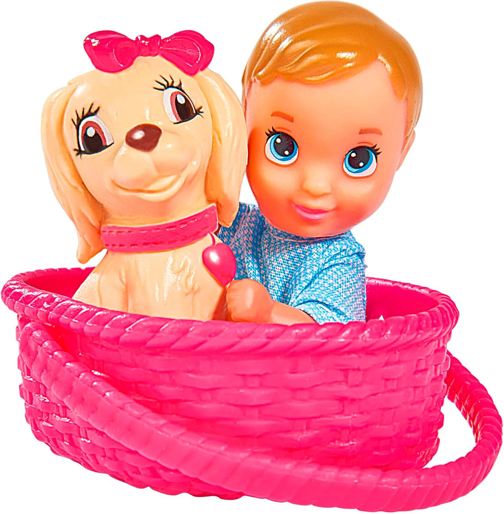 Simba 105739050 - Steffi Love Bike Tour, Steffi și Evi în castelul lor cu trei etaje, cu leagăn, mobilier și o mulțime de accesorii, 40 de piese, 102x90x38cm, pentru copii cu vârsta de 3 ani și peste