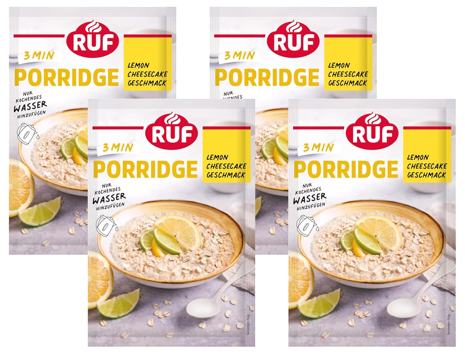 RUF płatki owsiane błyskawiczne z truskawkami i wanilią, letni posiłek z płatkami owsianymi gotowy w 3 minuty, 1 saszetka x 65g