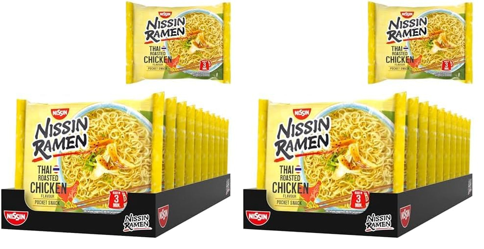 Nissin Ramen - Tajski Pieczony Kurczak 10 Paczek Makaron Natychmiastowy w Stylu Azjatyckim Przepis Tajski Szybkie i Łatwe Jedzenie Azjatyckie (10 x 65g)