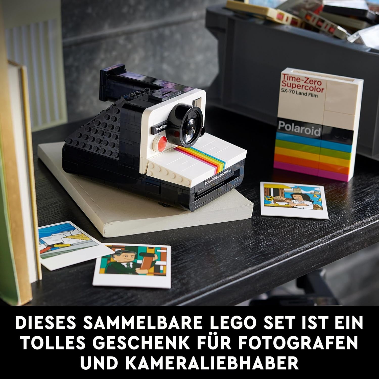 LEGO Ideas Zestaw aparatu Polaroid Onestep SX-70 dla dorosłych, kolekcjonerski z autentycznymi szczegółami, aktywność twórcza, prezenty fotograficzne dla kobiet, mężczyzn, dla niego, dla niej i nastolatków 21345 Zestawy do budowania Besuche den LEGO-Store
