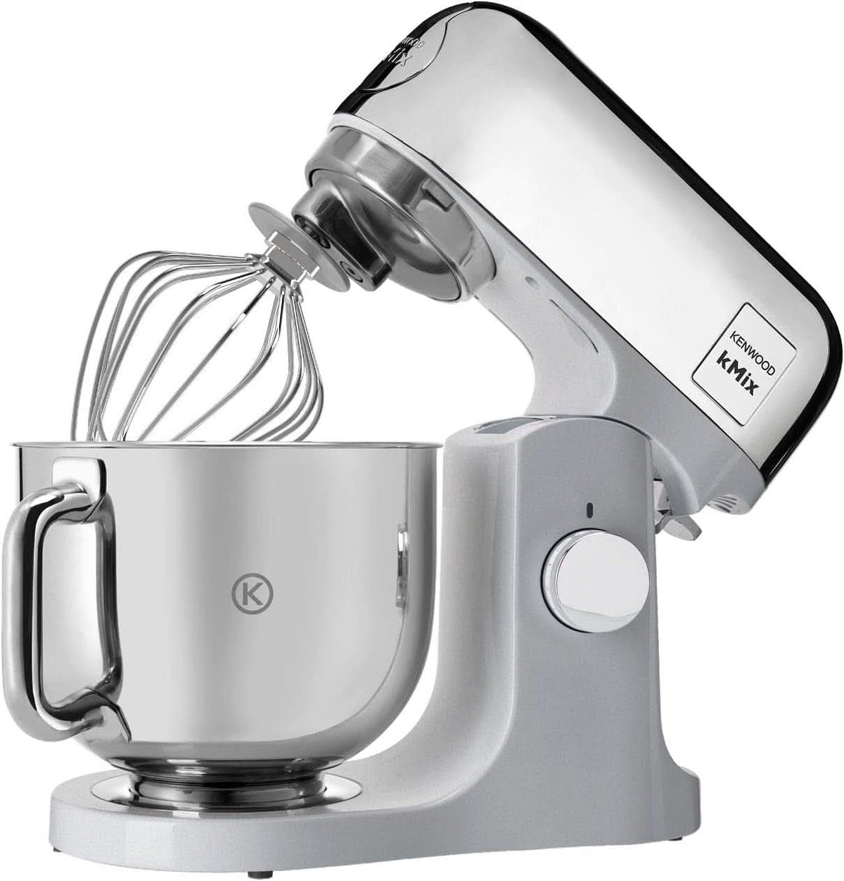 Kenwood Kmix Editions KMX760CH Küchenmaschine, 5 L Edelstahl Schüssel, Safe-Use-Sicherheitssystem, Metallgehäuse, 1000 Watt, Inkl. 3-zestaw cukierniczy Teiligem Und Spritzschutz, Chrom Matka i Dziecko Naty Shop
