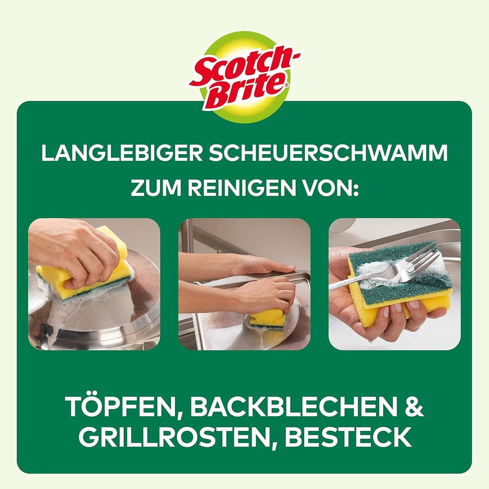 Scotch-Brite Classic Pot Cleaner, 16 bureți per pachet, burete pentru bucătărie - curăță puternic și eficient Detergenti Bucatarie Naty Shop