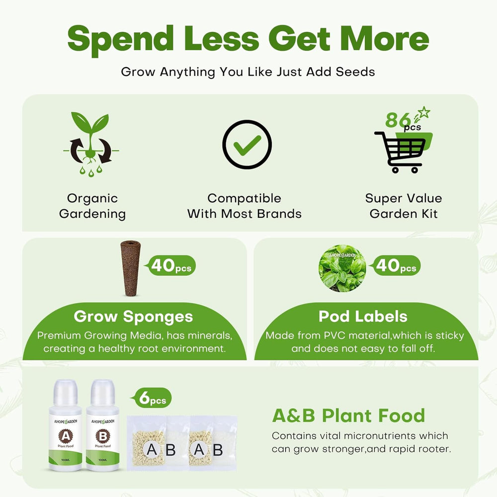 40-częściowy zestaw kapsułek z nasionami do hydroponicznego systemu uprawy w pomieszczeniach - regularne