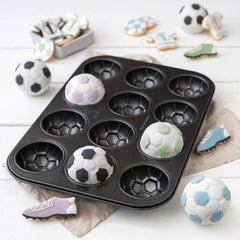 Zenker 12Er Muffinform – Muffinbackblech Für Muffins Und Cupcakes Aus Der Serie Soccer Baking – Hitzebeständiges 12Er Muffinblech Mit Antihaftbeschichtung, Schwarz Formy i blachy do pieczenia Naty Shop