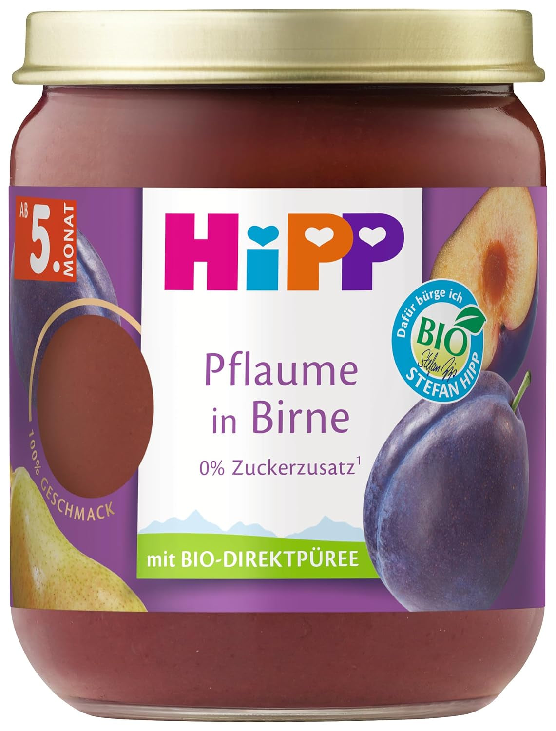 HiPP Organiczne Śliwki o Smaku Gruszkowym (6 x 160g), od 5 miesiąca, bez dodatku cukru, o szczególnie intensywnym smaku owocowym, najwyższej jakości organicznej.
