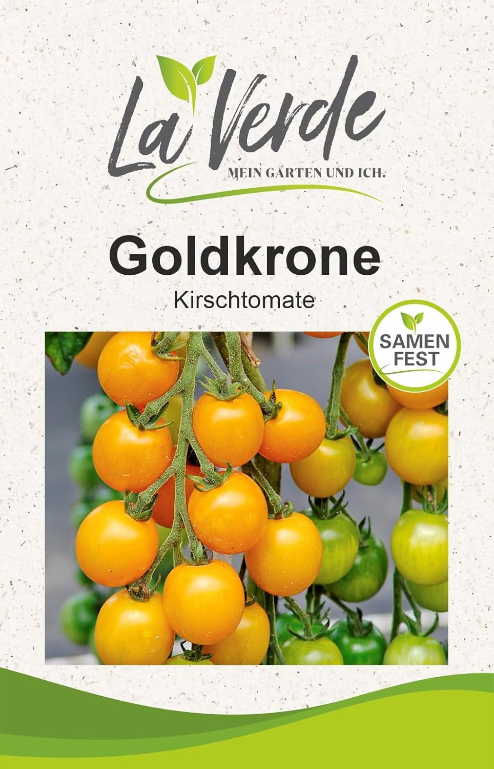 La Verde MEIN GARTEN UND ICH. Mini Tomatensamen Für Ca. 10 Pflanzen, Robuste Cherrytomate, Süß-Fruchtige Früchte, Saatgut Ohne Gentechnik