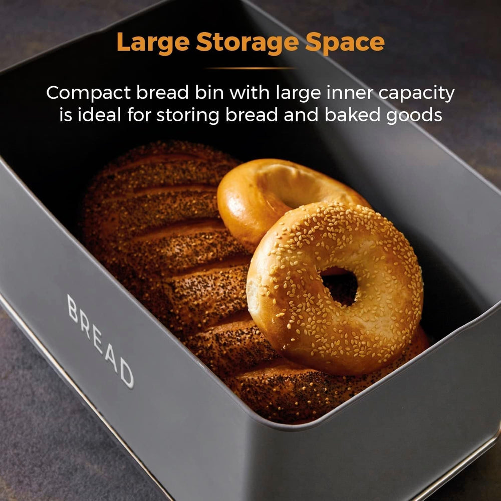 Tower T826175GRY Coș pentru pâine Renaissance, capacitate 16 l, capac simplu, gri Cutii depozitare alimente Naty Shop